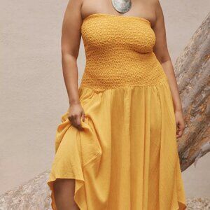 Anthropologie Strapless Smocked Cover-Up Dress Plus Size 3x